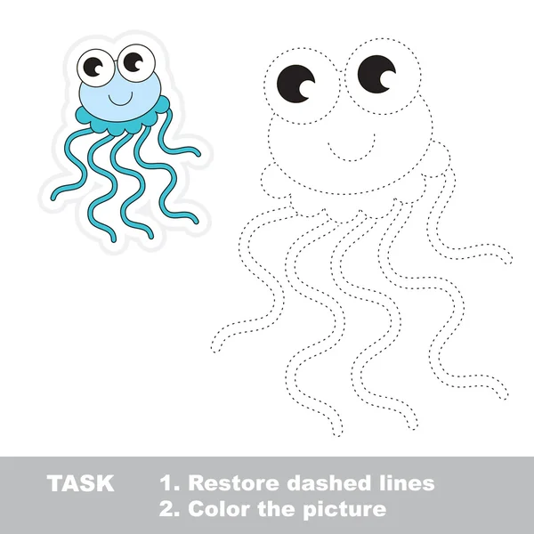 Jellyfish to be traced. Vector trace game. — Stock Vector