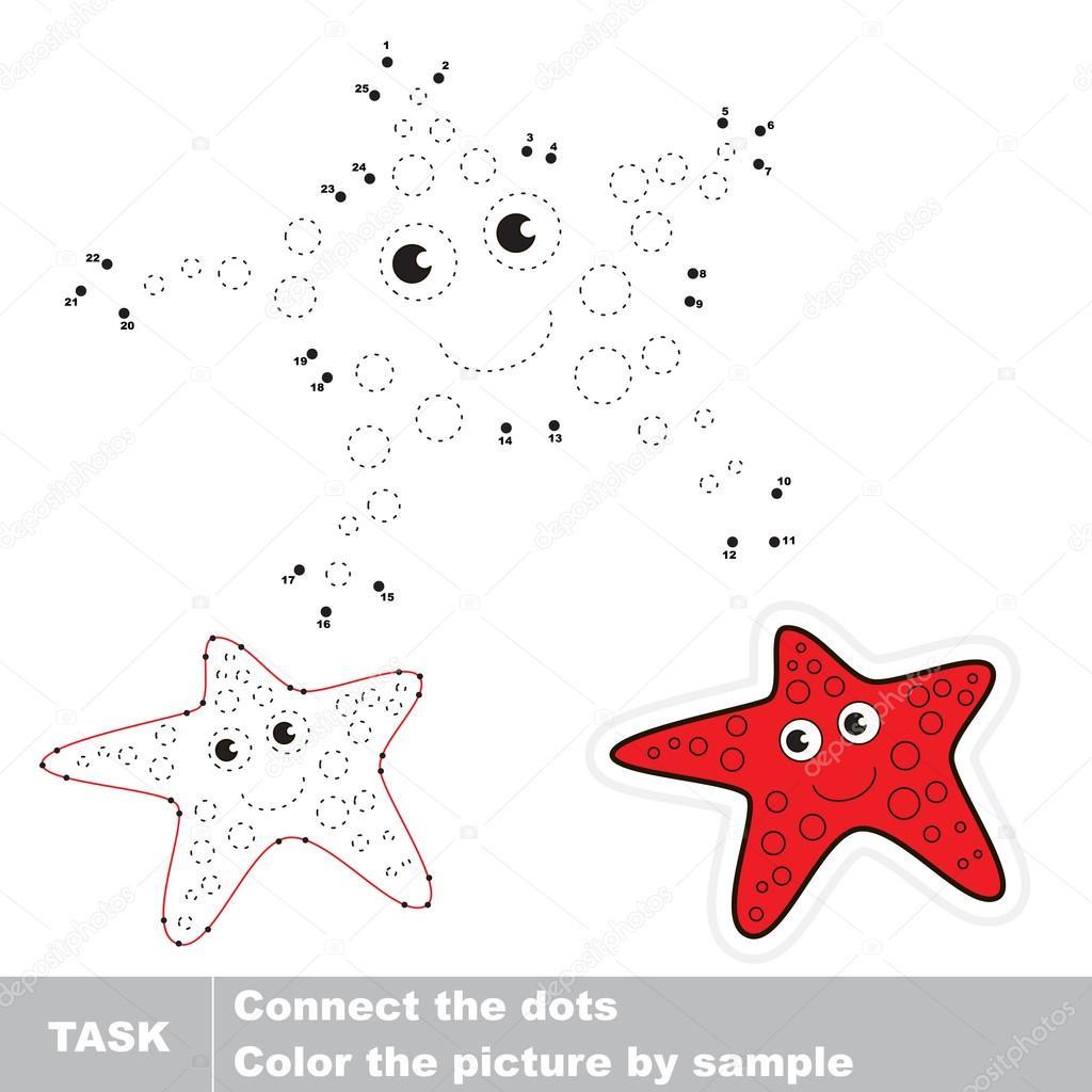 Starfish to be traced. Vector numbers game.