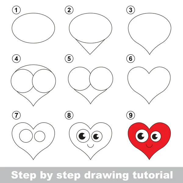 Учебник по рисованию. Как нарисовать сердце — стоковый вектор