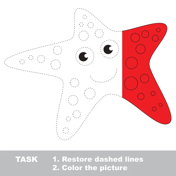 Starfish to be colored. Vector trace game. — Stock Vector