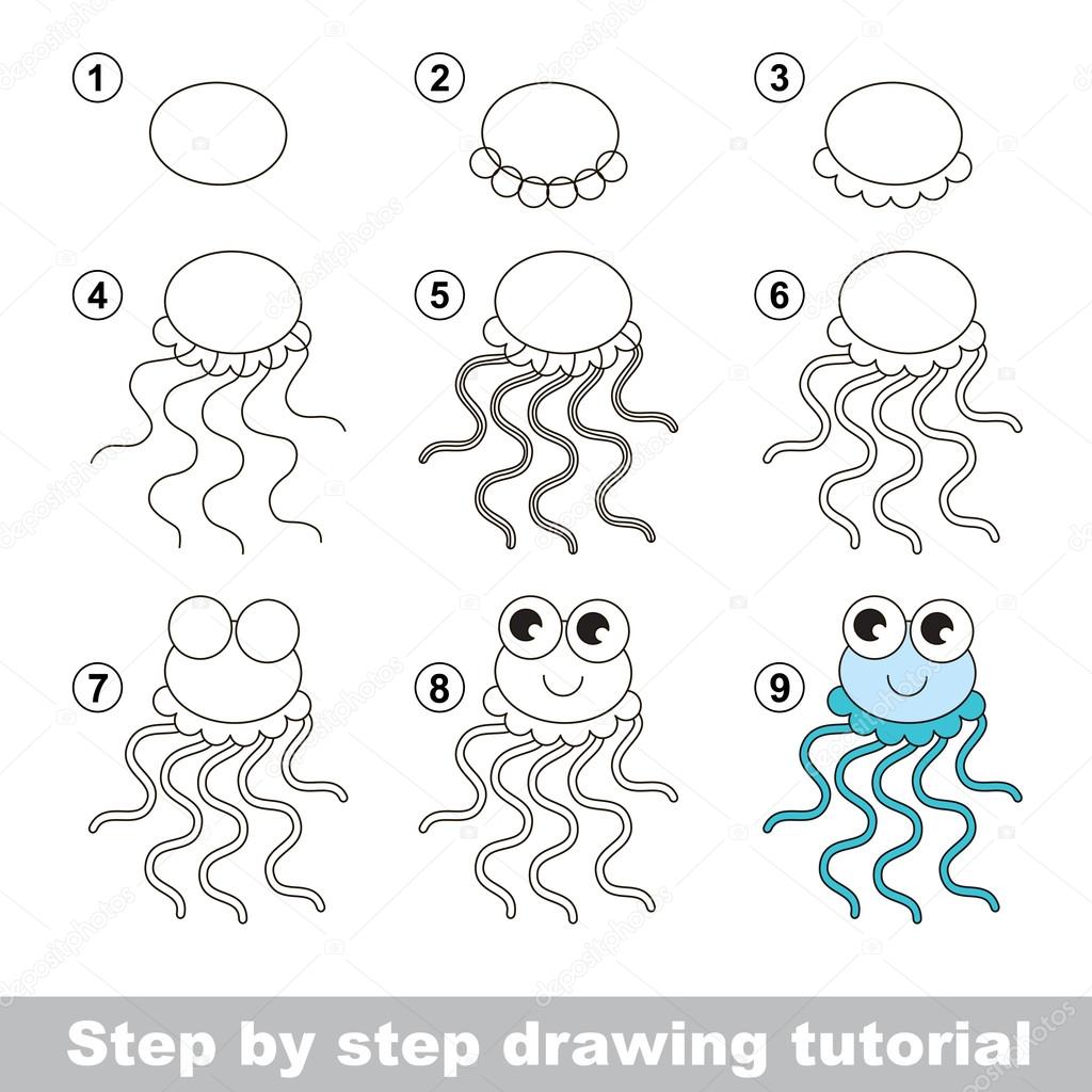 Drawing tutorial. How to draw a Jellyfish