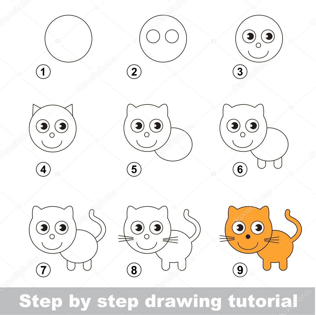 Drawing tutorial. How to draw a Small Kitten