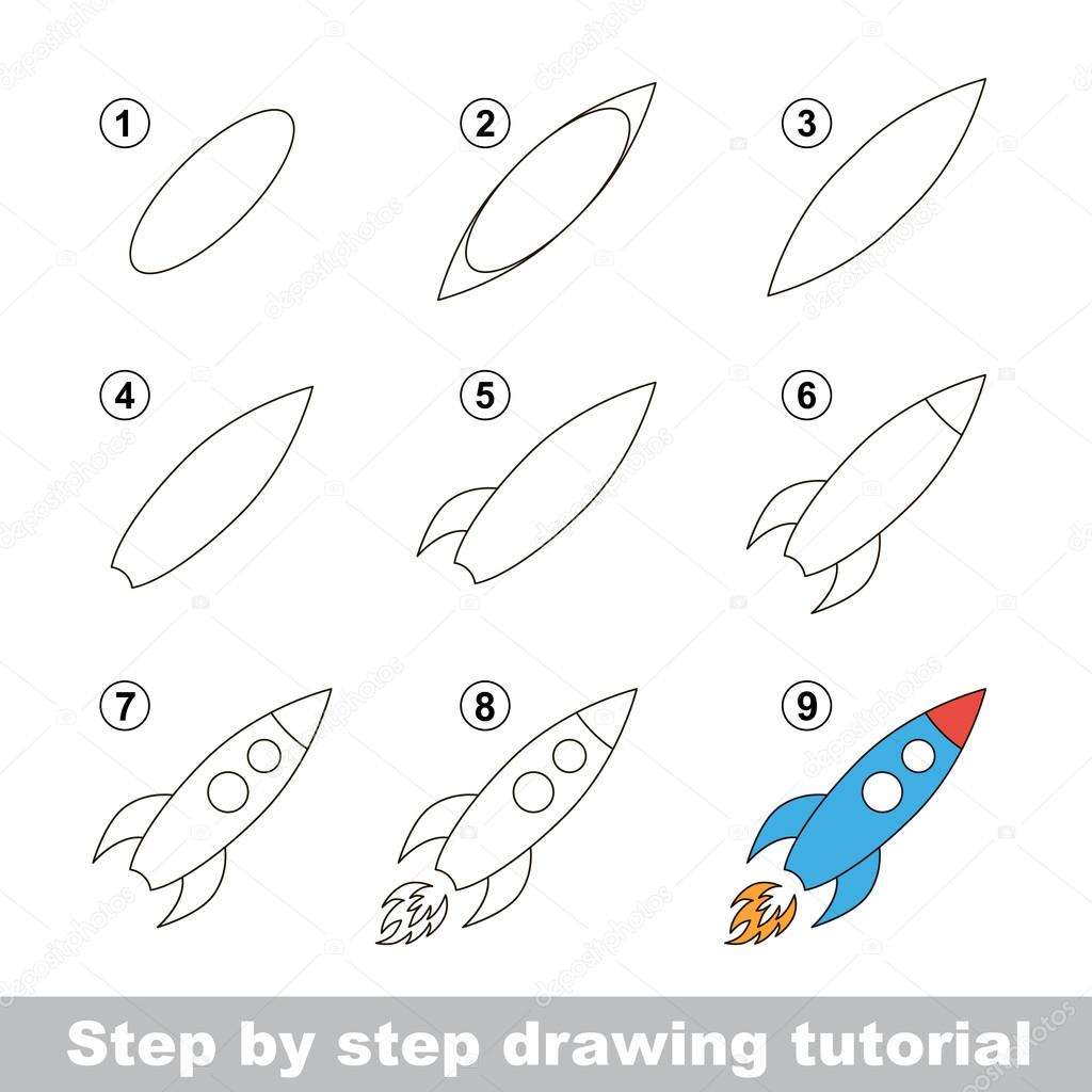 Drawing tutorial. How to draw a Toy Rocket