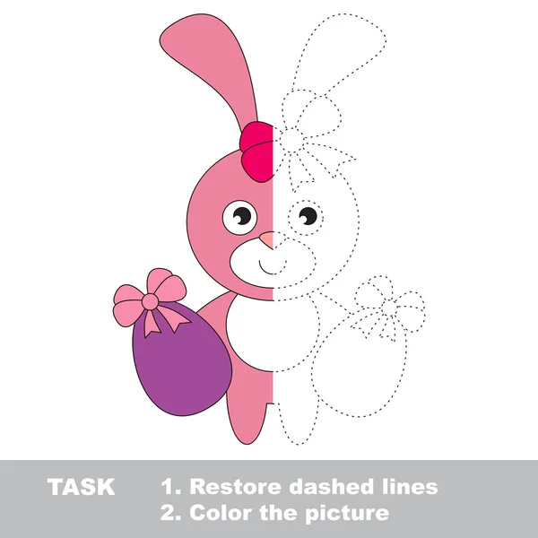 Pink Bunny to be colored. Vector trace game. — Stock Vector