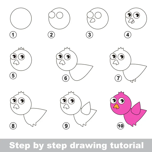 Cómo dibujar un pájaro rosa — Archivo Imágenes Vectoriales