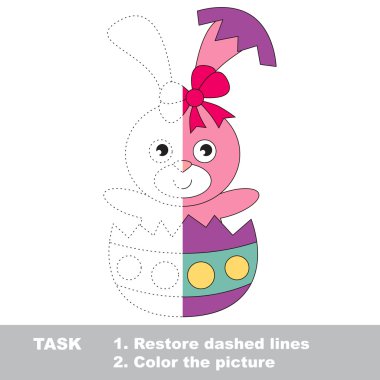 Pembe tavşan renkli olabilir. Vektör izleme oyunu.