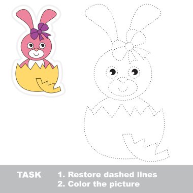 Sevimli tavşan takip edilebilir. Vektör izleme oyunu.