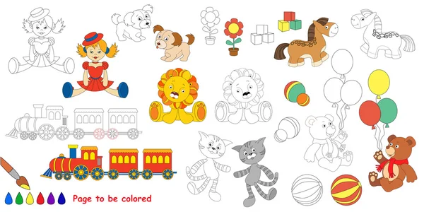 Brinquedos infantis. Livro de colorir grande . — Vetor de Stock