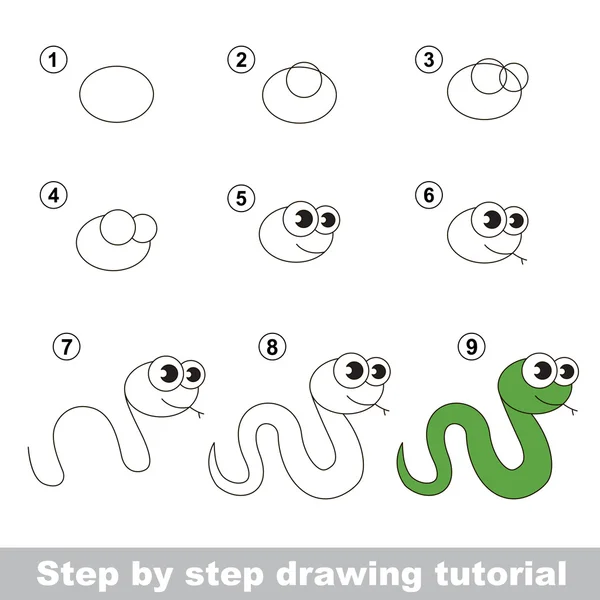 Cómo dibujar una serpiente verde — Vector de stock