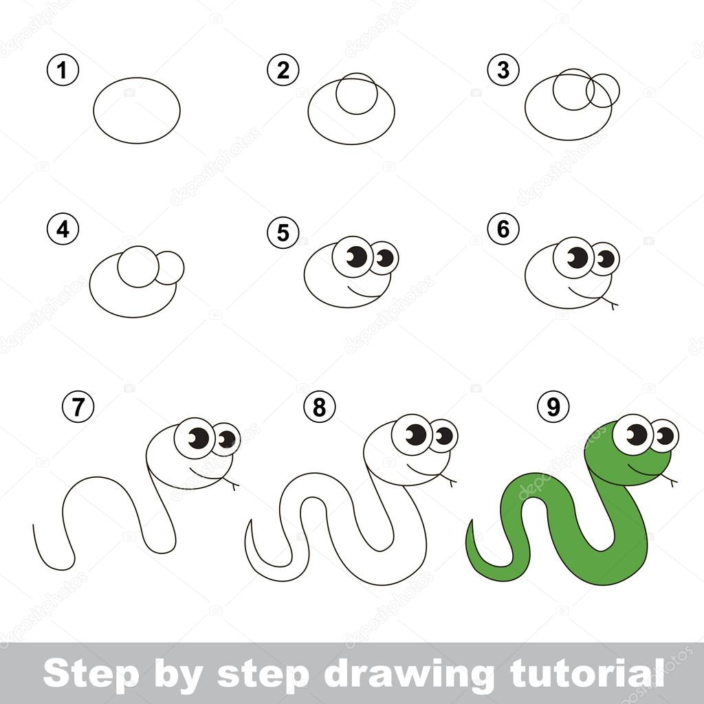 How to draw a Green Snake