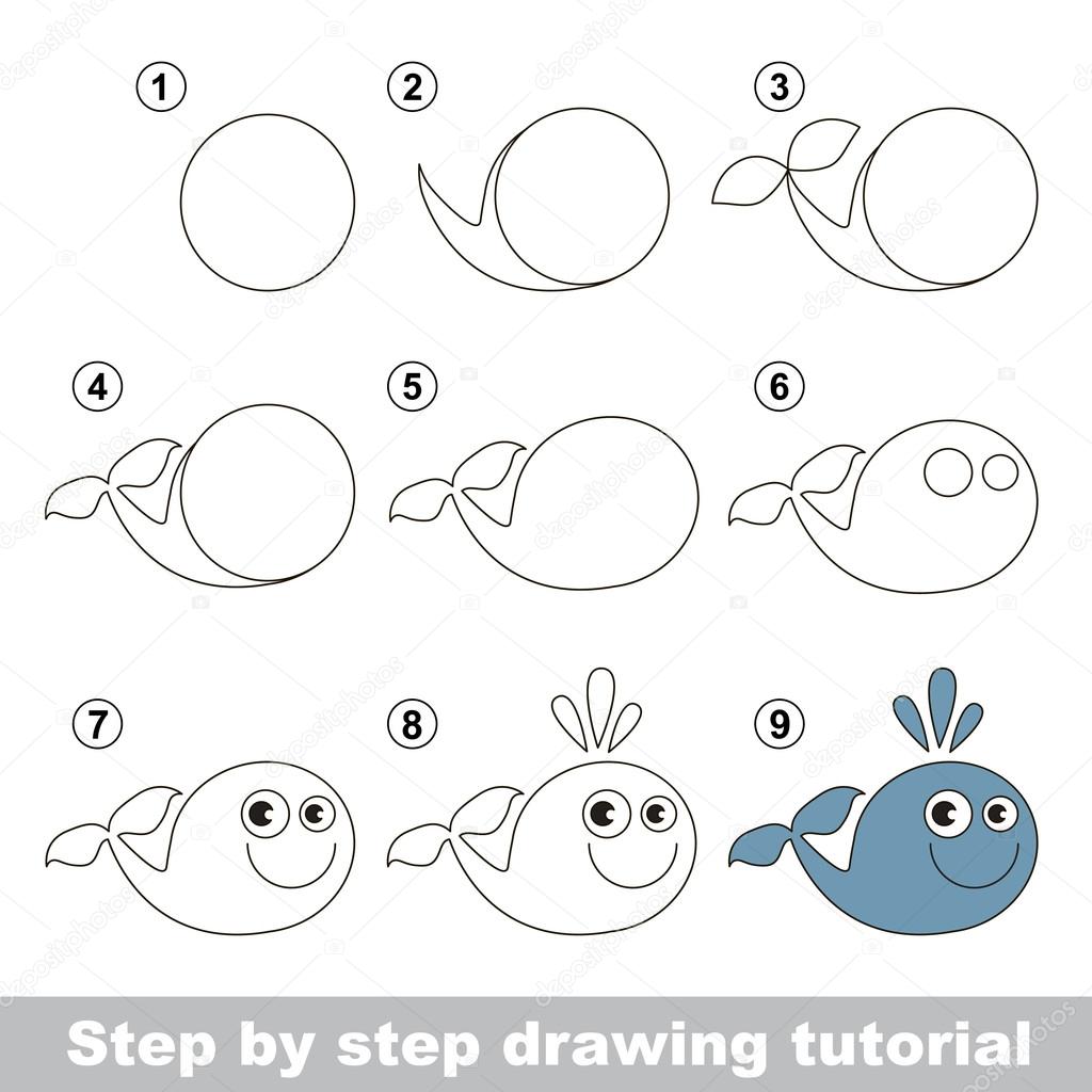 How to draw a Funny Whale