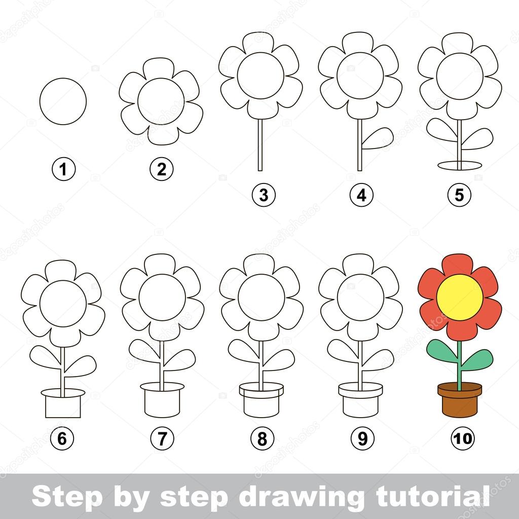 How to draw a Pot Flower