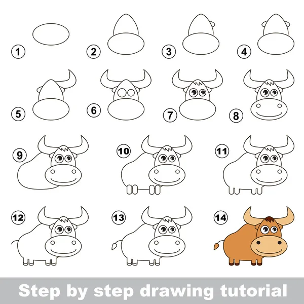 Cómo dibujar un yak — Vector de stock
