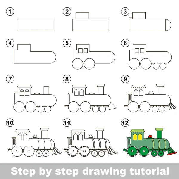 How to draw a Locomotive — Stock Vector