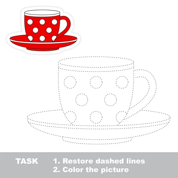 Red Cup to be colored. Vector trace game. — Stock Vector