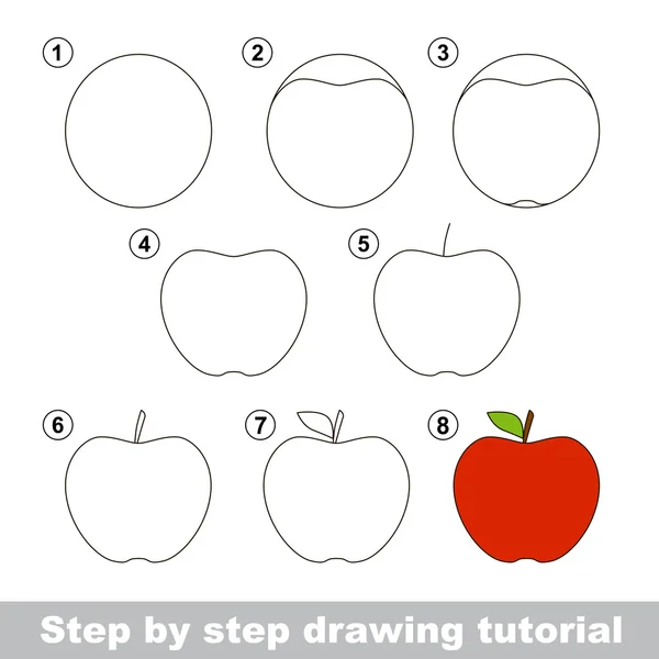Σεμινάριο σχεδίασης. Πώς να σχεδιάσετε ένα μήλο — Διανυσματικό Αρχείο