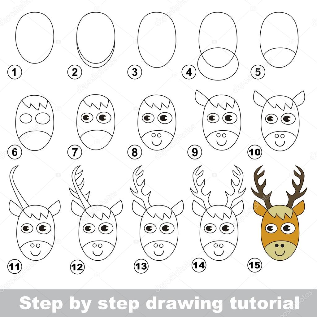 Drawing tutorial. How to draw a Deer Head