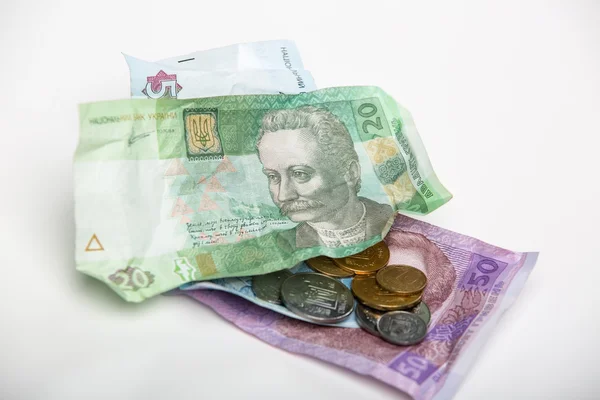 Ukraynalı hryvnia ve madeni paralar. 