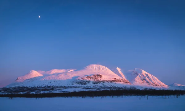 Famous Mountain Ahkka Sometimes Called Queen Lapland Last Sunlight Winters — Stock Photo, Image