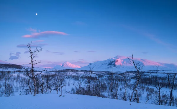 Arctic Landscape Mountains Nijak Gisuris Last Sunlight Winters Day Lapland — Stock Photo, Image