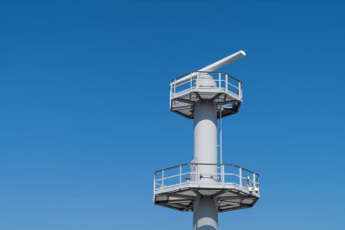 Maritime traffic controle radar in a harbor, monitoring ship movements at the Eemshaven, Groningen.