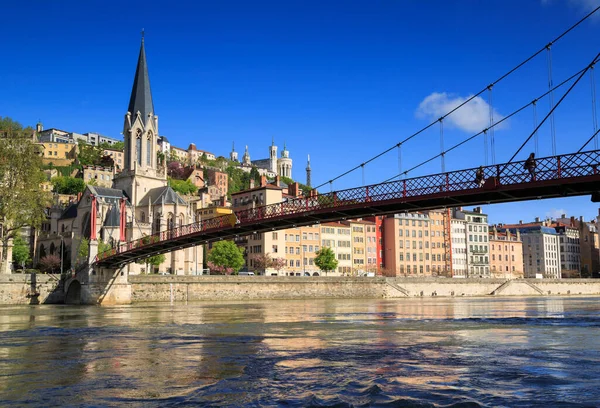 Pedoni Sulla Passerella Saint Georges Lione Francia — Foto Stock