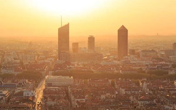 Torres Part Dieu Lyon Durante Amanecer Verano Visto Desde Colina — Foto de Stock