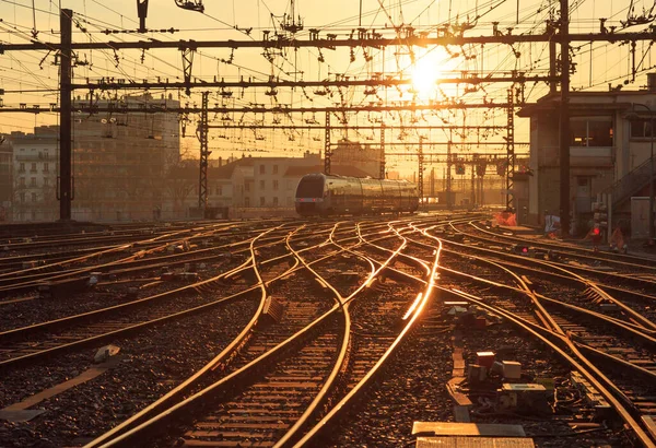 Train Railroad Tracks Perrache Station Lyon Gare Lyon Perrache France — Stock Photo, Image