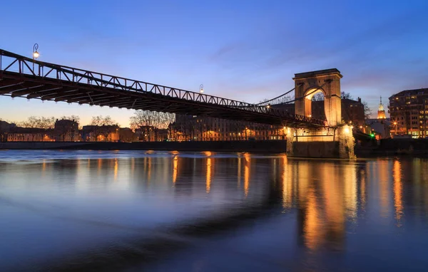 Crepúsculo Pont Masaryk Sobre Rio Saone Lyon França — Fotografia de Stock