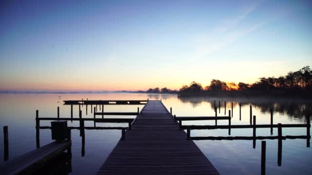Tranquil Dawn Jetty Lake — Stok video