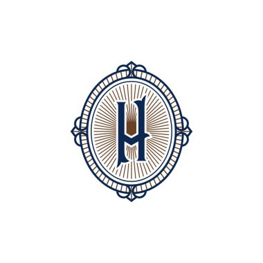 Zarif ve zarif bir izlenim veren klasik stili harf rozeti şablonu.