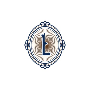 Zarif ve zarif bir izlenim veren klasik stili harf rozeti şablonu.