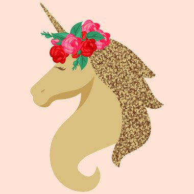 Çelenk içinde tek boynuzlu at profili