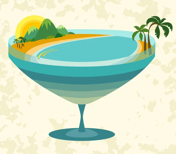 Tropik ada kıyı şeridi ve denizin bir cam