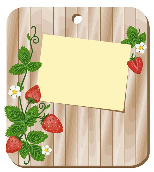 Background with strawberries and recording sheet — Stock Vector