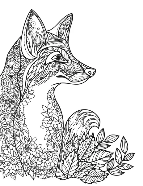 Изображение для раскраски книги с изображением лисы — стоковый вектор