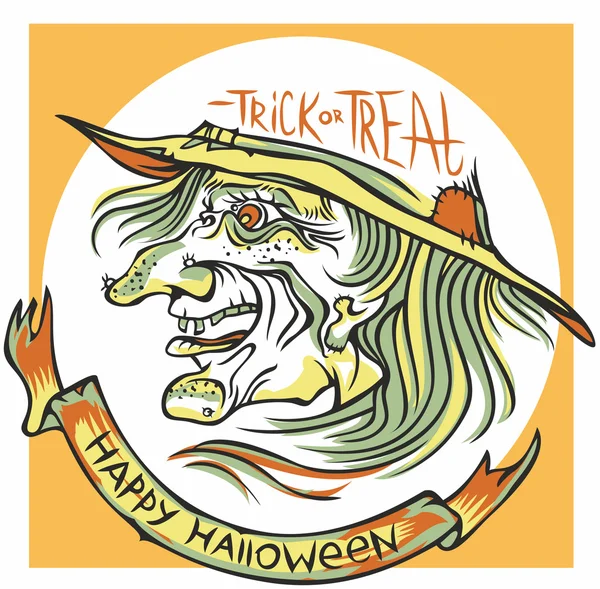 Cadı yüz ve yazıt ile bir şerit