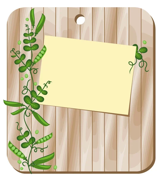 Bir kesme tahtası üzerinde yeşil bezelye ile arka plan — Stok Vektör