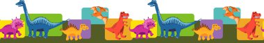 Seamless border with dinosaurs clipart