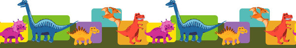 Seamless border with dinosaurs