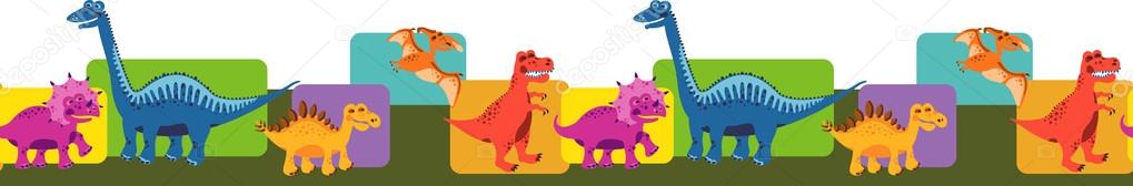 Seamless border with dinosaurs