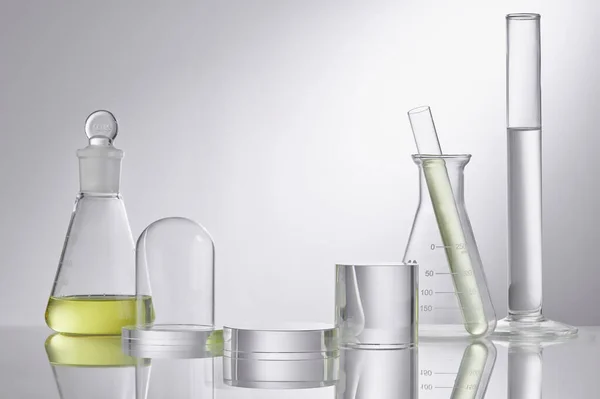 Olja Hälla Vatten Utrustning Och Vetenskap Experiment Formulera Kemikalien För — Stockfoto
