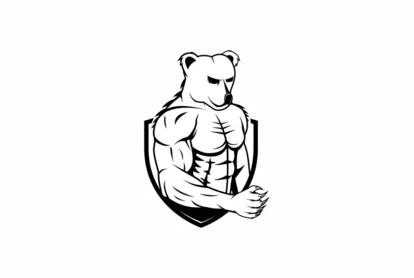 Niedźwiedź Muskularny Siłownia Logo Ilustracja Jest Idealna Sitodruku Naklejek Lub — Wektor stockowy