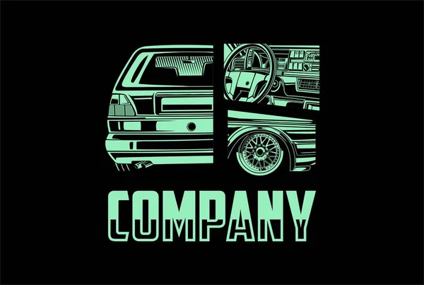 Logo Automotriz Camiseta Diseño — Vector de stock