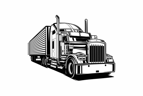 Semi Trailer Truck Logo Denna Illustration Perfekt För Screentryck Och — Stock vektor