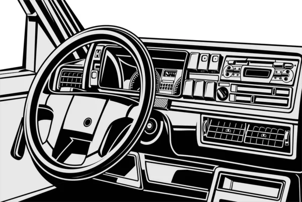 Ilustración Interior Del Coche Esta Ilustración Perfecta Para Serigrafía Pegatinas — Archivo Imágenes Vectoriales