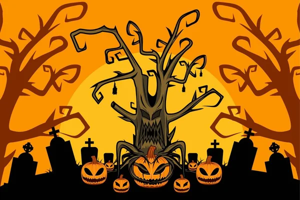 Albero Halloween Felice Halloween — Vettoriale Stock