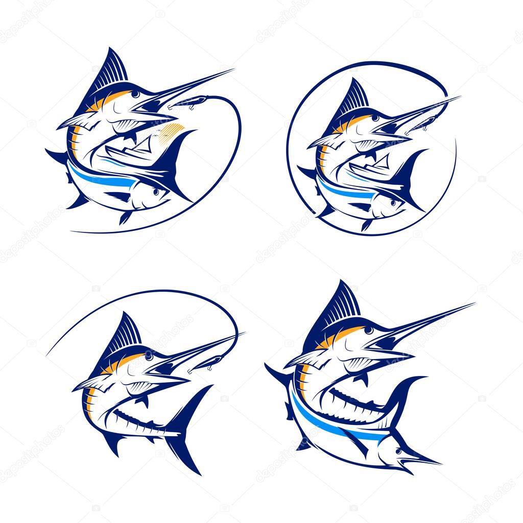 Marlin fish fishing logo logo template