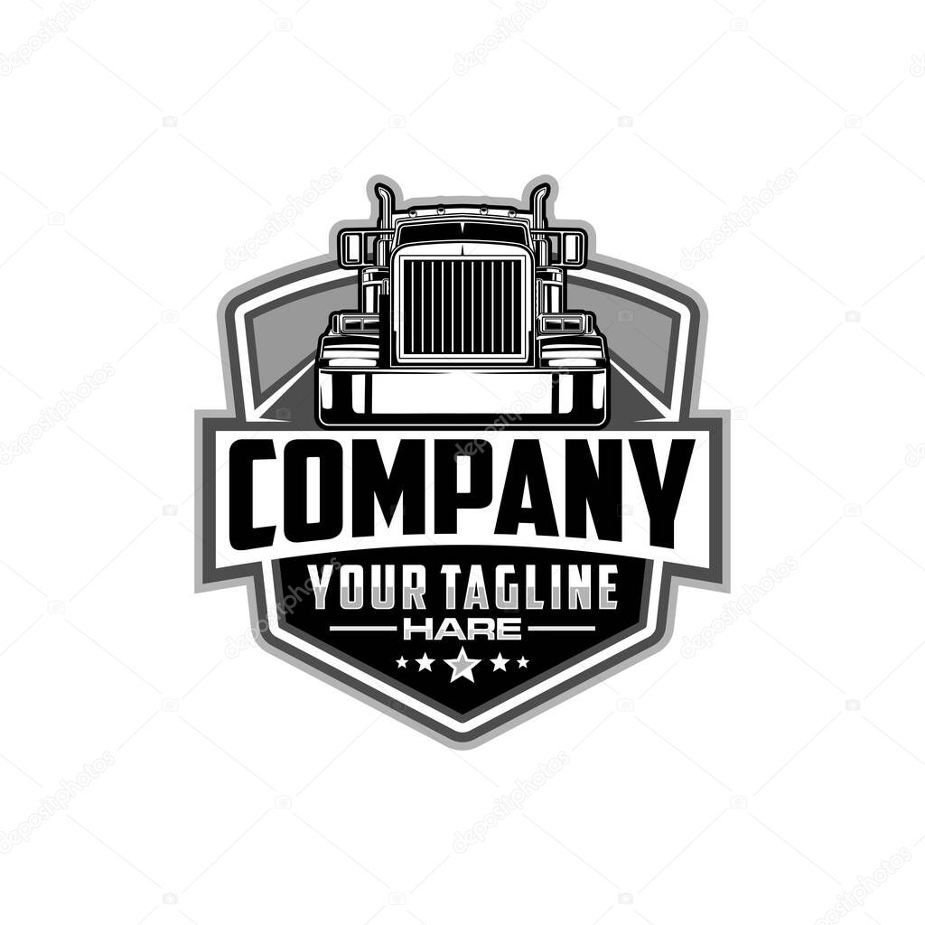 Semi truck logo emblem logo template
