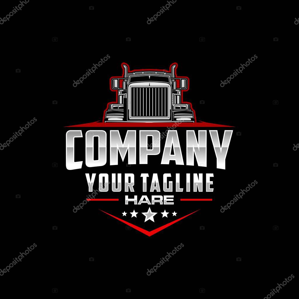 Semi truck logo emblem logo template